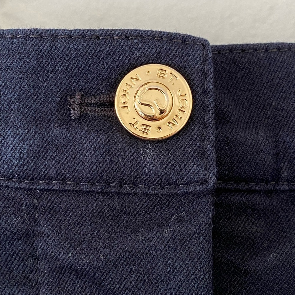 Vintage St. John Sport High Waisted Black Straight Leg Pants Gold Hardware - Picture 9 of 13
